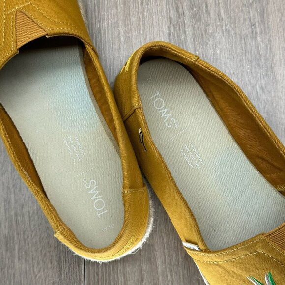TOMS Shoes Womens 10 Spice Gold Embroidery Fruit Salad Classic Espadrille Yellow - Picture 10 of 12